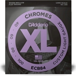 D'addario  D'Addario XL Chromes Flat Wound Bass Guitar Strings - ECB84 - Long Scale - Custom Light, 40-100