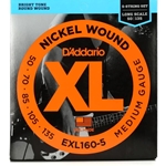 D'addario EXL1605 D'Addario EXL160-5 Nickel Wound Bass Guitar Strings - .050-.135 Medium Long Scale 5-string