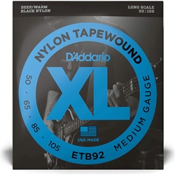 D'addario  D'Addario ETB92 XL Nylon Tapewound Bass Guitar Strings - .050-.105 Medium Long Scale